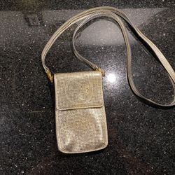 Tory Burch Gold Metallic Phone Crossbody Bag Chic & Compact 7x4.5x1”