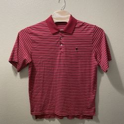 Men’s Large Polo Golf Ralph Lauren 100% Pima Cotton Red Striped Shirt