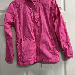 Columbia Girls Large Pink Omni-Tech Waterproof Breathable Rain Wind Jacket VGUC