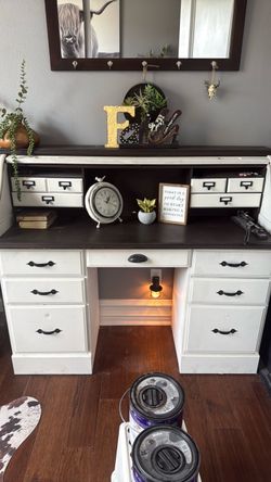 Painted Roll-Top Desk with Drawers