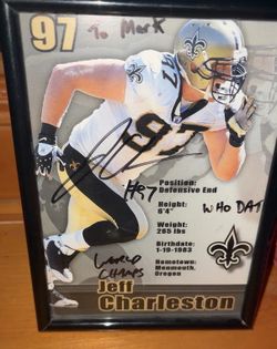 Jeff Charleston Signed New Orleans Saints Framed 8x10 Photo Autograph “Who Dat!” Personalized to Mark