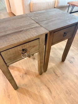 Rustic Wood night stands with Drawer – Set of 2