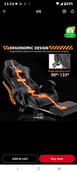 Chair office/ gaming, w/ Lumbar support