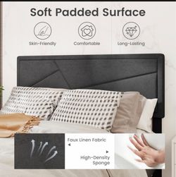 Dark Gray Upholstered Bed Headboard queen sized