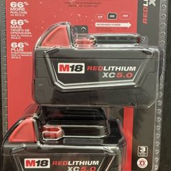 M18 18-Volt Lithium-Ion XC Extended Capacity 5.0 Ah Battery Pack (2-Pack) by Milwauke