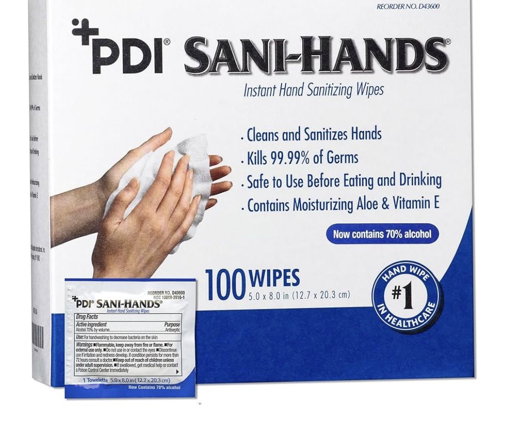Sani-Hands Hand Sanitizer Wipe 100 Wipes, 2Pack