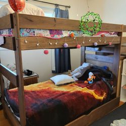 Kids 3 Bed Bunk Bed With Stairs And Storage Compartments(1 Pull Out Bed)