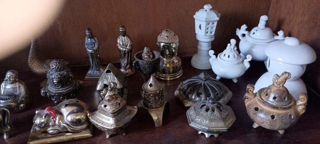 Brass, Bronze, Porcelain Assorted Budda Insense Burners