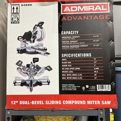 NEW In Box Admiral Mitre Saw Dual Bevel 12in