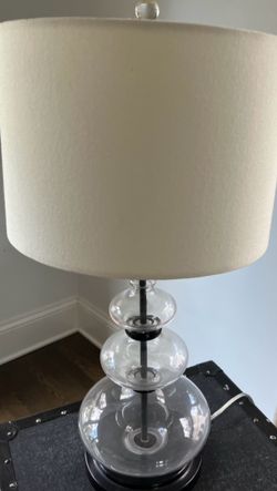 Pottery barn Clear Glass Table Lamp with White shade