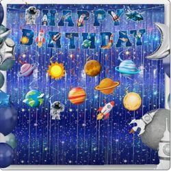 3 Pcs Galaxy Foil Curtains Backdrop For Space Themed Party