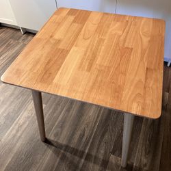 27.6" Small Square Dining Table For 2, Natural Wood