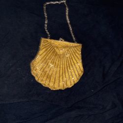 Vintage Seashell Hand Beaded Mini Purse