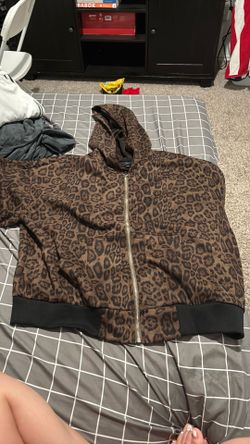 SHEIN ROMWE Leopard Print Zip-Up Hoodie
