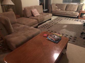 Sofa set sectional with table/lamps