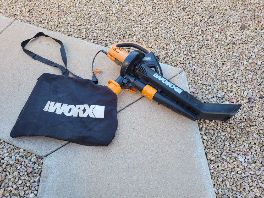 WORX 12 Amp Trivac 3 - in - 1 Electric Leaf Blower/Mulcher/Vacuum Model WG509 With Metal Impeller