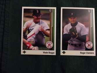 1999 upper deck baseball cards of roger Clemens and wade boggs