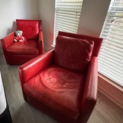 Red swivel chairs 
