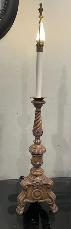 ANTIQUE ALTER CANDLESTICK TABLE LAMP FRENCH BAROQUE