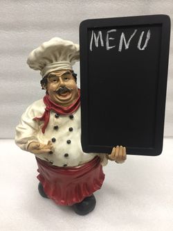 Chef with menu board