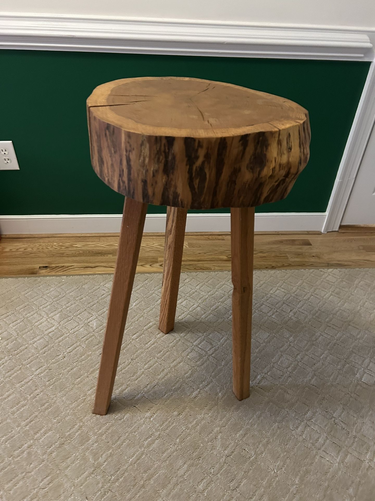 Natural Wood Stump Rustic Side Table, 32.5” Tall