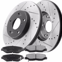 Front Drilled Rotors And Ceramic Brake Pads 
