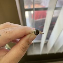 Very Dark Garnet Silver Ring