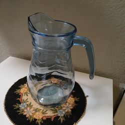 Vintage Blue Glass Table Pitcher