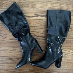 Faux Crocodile leather boots
