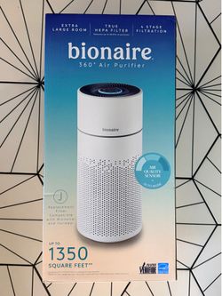 Bionaire XL 360° True HEPA Air Purifier for Large Rooms Up to 1350 sq. ft with Air Quality Sensor &
