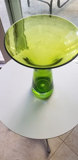 Vase green Resembles martini glass top 10" long