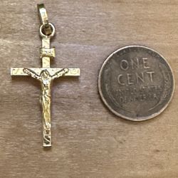18k Solid Religious Cross 2. 4 Grams.  Fits Chains Up To 4mm.