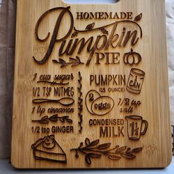 Pumpkin Pie Recipe Cutting Board