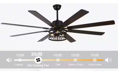 Oak Aura Anmore 72 in. Farmhouse Caged Matte Black Ceiling Fan with Lights and Remote,