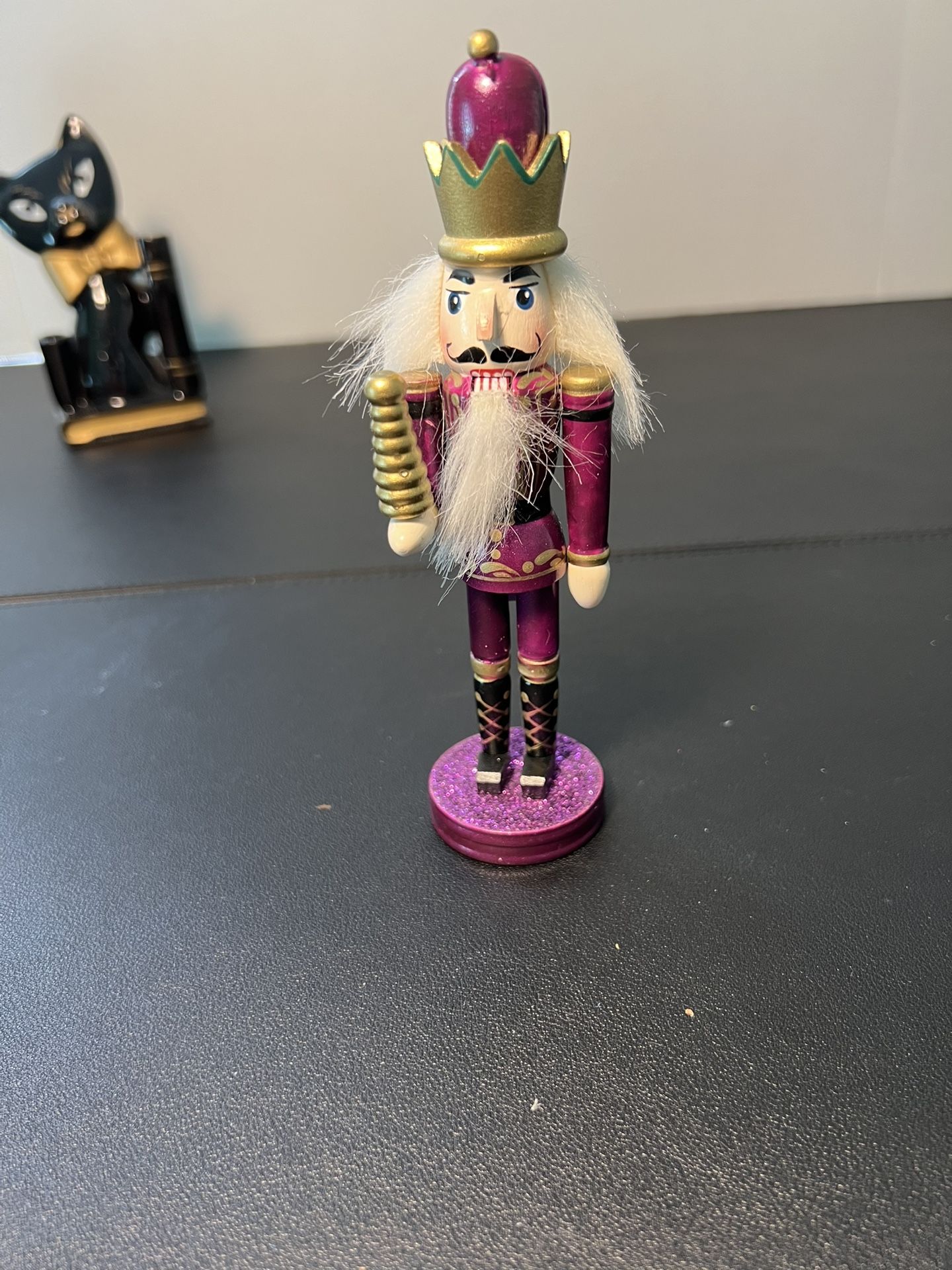 Vintage 1990s Purple Nutcracker Sugar Plum King Wooden Christmas Holiday Mantle