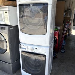 Maytag  Stackable  Washer and gas dryer Excellent working condition  Heavy duty  Commercial quality  W27 D31.5 H76 Washer 4.3 cu ft  Dryer 7.4 cu ft 3