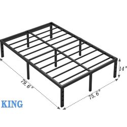 King Size Metal Bed Frame W Hardware. No Slats Needed. Holds 1100 Lbs. Russell/Boulder Area.