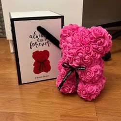 Rose Bear with Transparent Gift Box