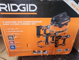 RIDGID 6 Gallon Air Compressor 3-Tool Combo Kit