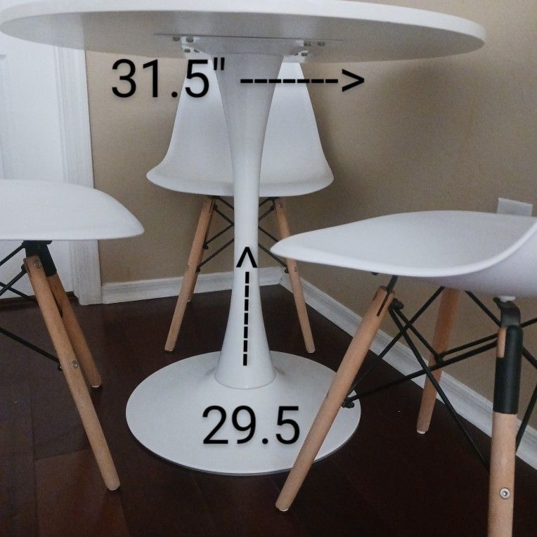 White Tulip Table & 3 Chairs
