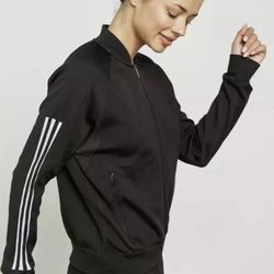 NWT Adidas CF0334 Black Bomber Knit Full Zip Track Jacket Women’s Size Medium