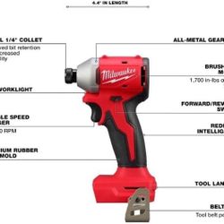 Milwaukee Impact Driver 1/4” 3651-20 M18 Brushless, 3 Levels Speed, Cordless (Brand New, Tool Only)