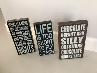 Set of 3 Wooden Quote Box Signs