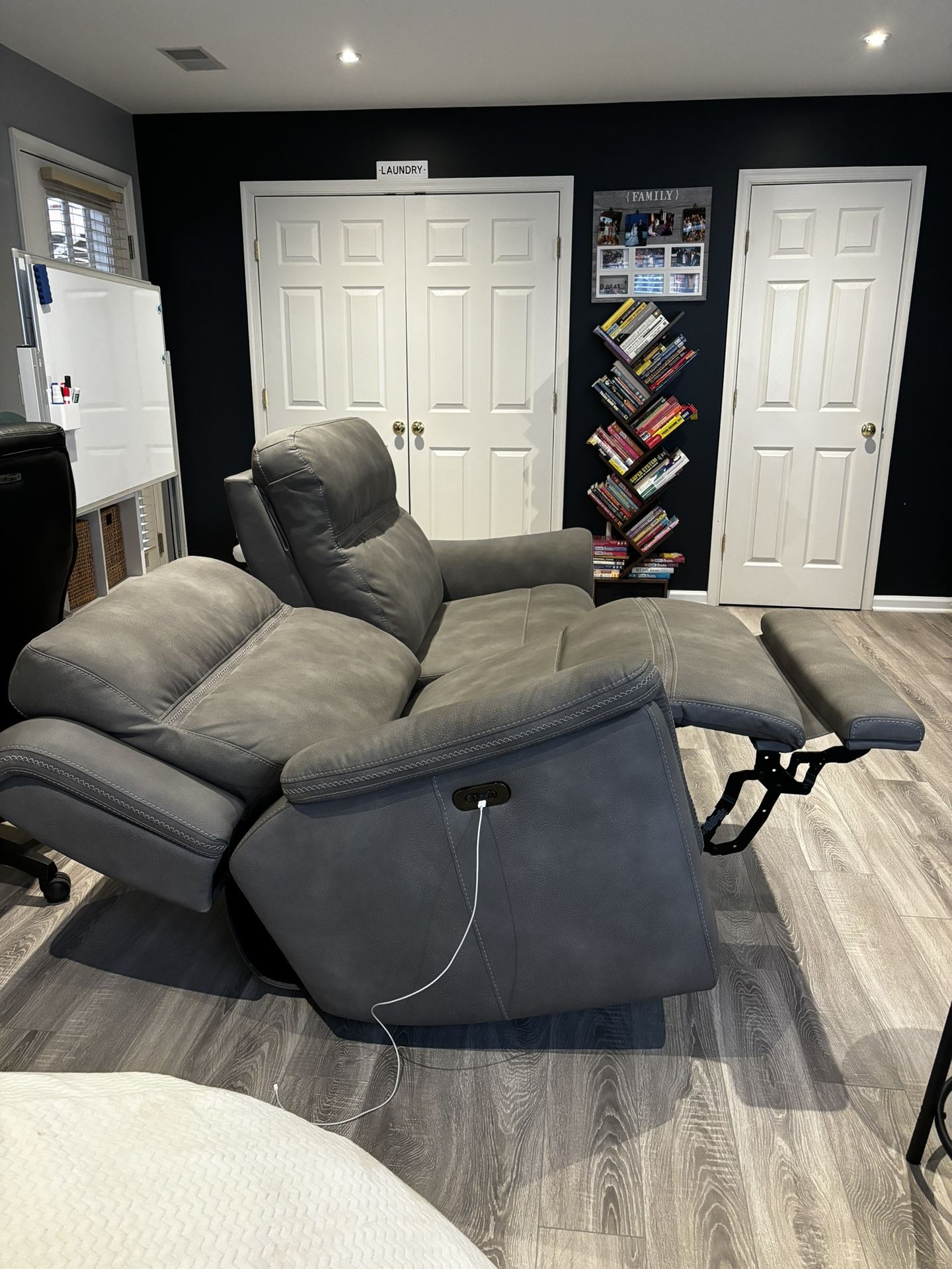 Power Leather Reclining Sofa 
