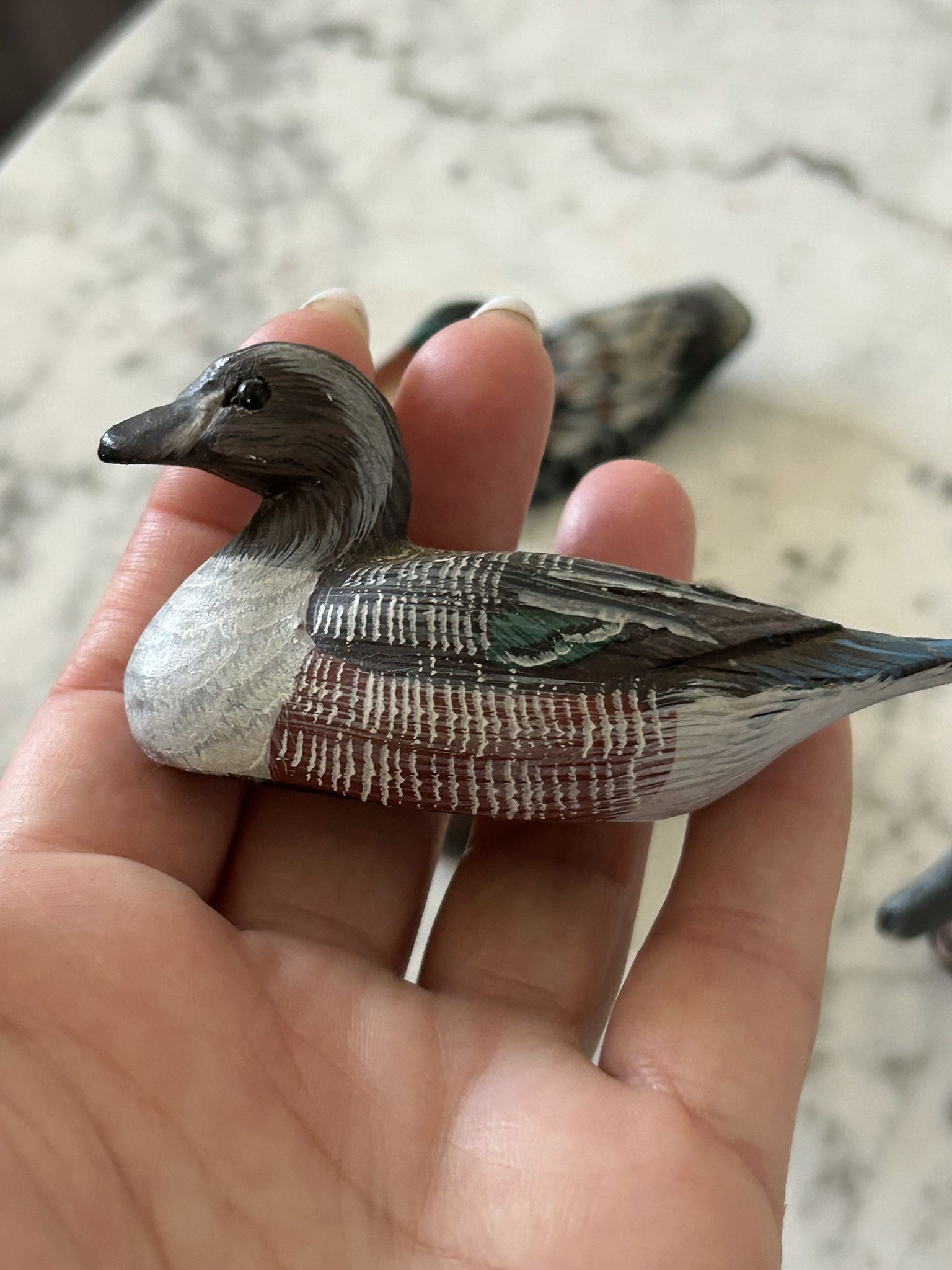 Vintage Collection Of 4 Hand craved Wood Ducks Mini Miniatures Sculptures figurines Collectible Estate Find Signed