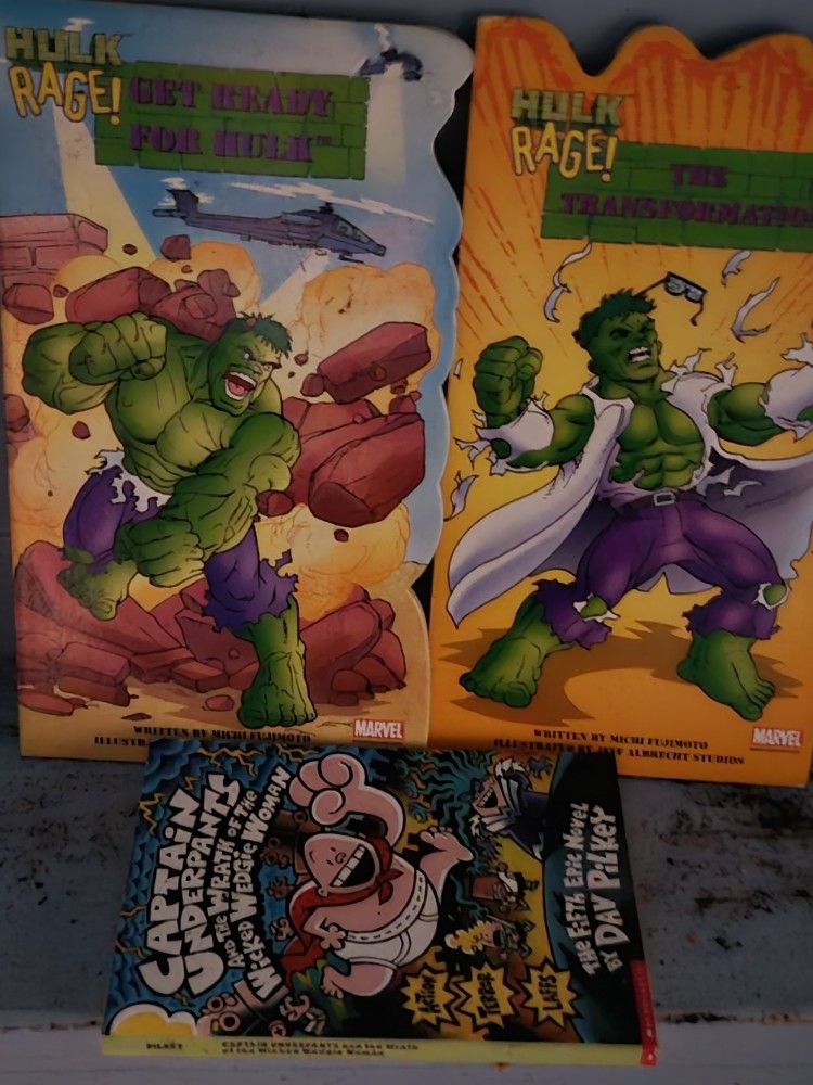 Hulk Rage And Captain Underpants Book Lot