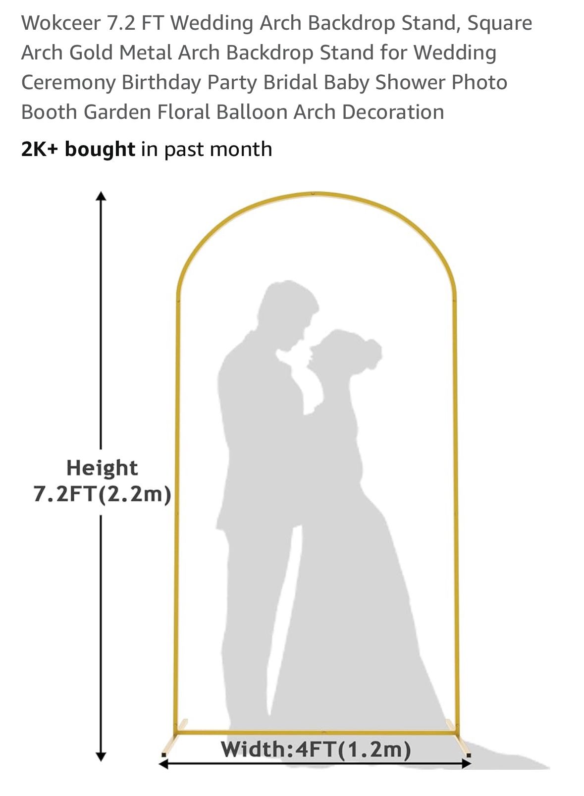 Brandnew Wedding / Party Gold Arc 7.2 Ft Retail Value $39.99 + Tax