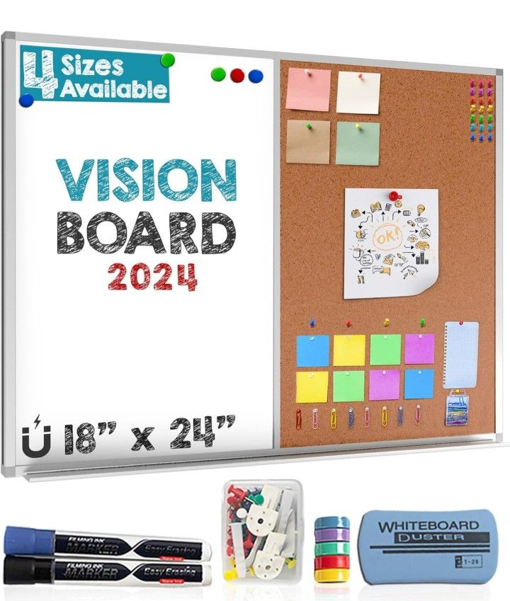 Besso Cork Board & White Board for Wall (18 x 24)