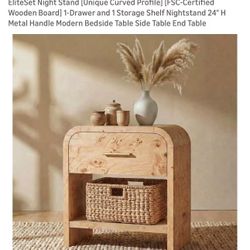 Solid Wood Nightstand with Drawer – Modern Style