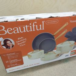 12Pcs – Beautiful Ceramic Nonstick Cookware Set, (Thyme Green)